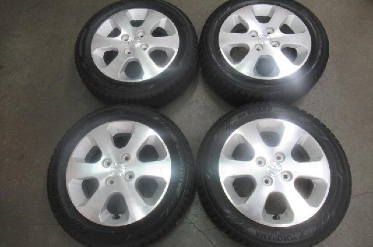 Suzuki genuine Wagon R late model genuine wheels Silver polish + YOKOHAMA ice GUARD iG60