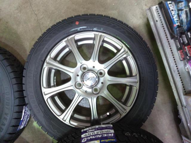 ★新品スタッドレスタイヤ付きセット!!!D.O.S. Modicaホイール+GOODYEAR(グッドイヤー) ICE NAVI 8 155/65R14 75Q +