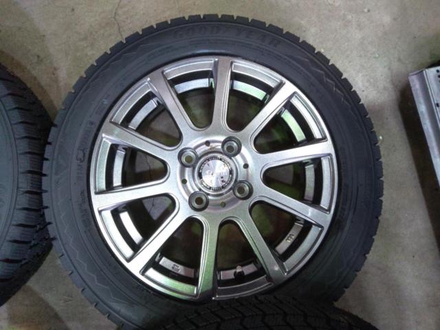 ★新品スタッドレスタイヤ付きセット!!!BIG WAY B-WIN スポークホイール+GOODYEAR(グッドイヤー) ICE NAVI 8 155/65R14 75Q +