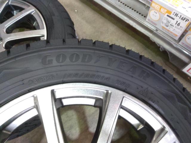 ★新品スタッドレスタイヤ付きセット!!!BIG WAY B-WIN スポークホイール+GOODYEAR(グッドイヤー) ICE NAVI 8 155/65R14 75Q +