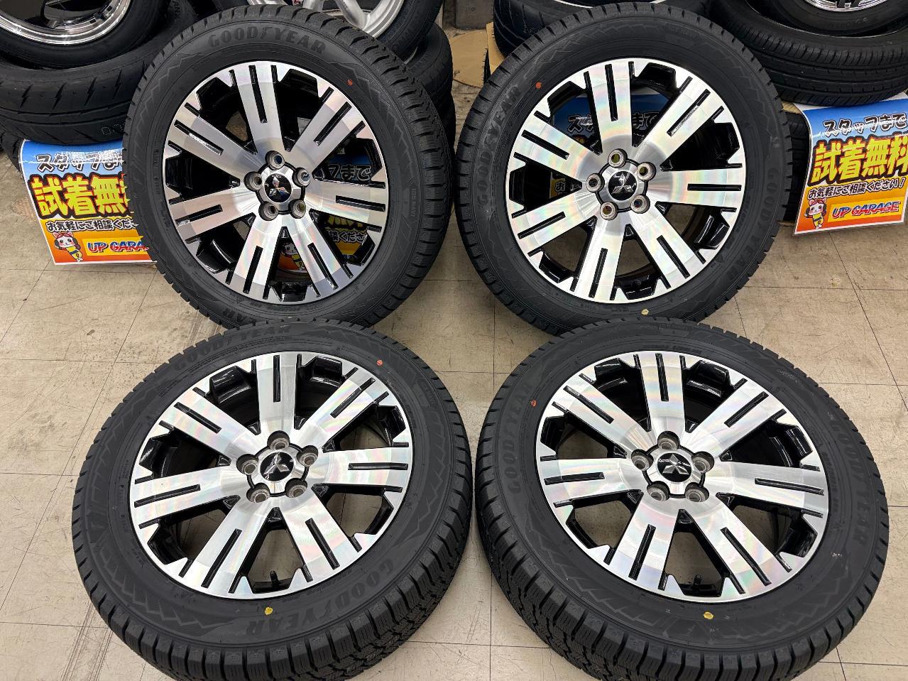 MITSUBISHI with new tires Genuine Delica D:5 machined finish wheels + GOODYEAR ICE NAVI Eight