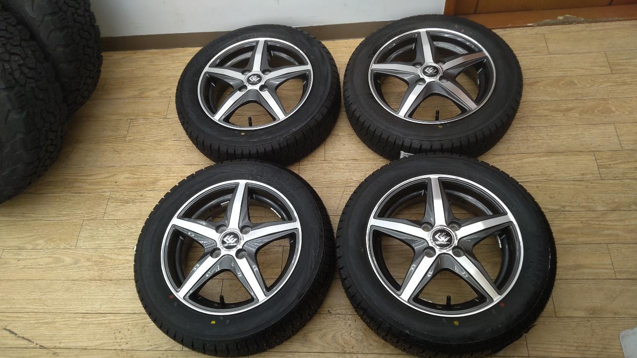TOPY CEREBRO K5 Black Polished + YOKOHAMA iceGUARD iG70 Set with new tires for many kei cars!