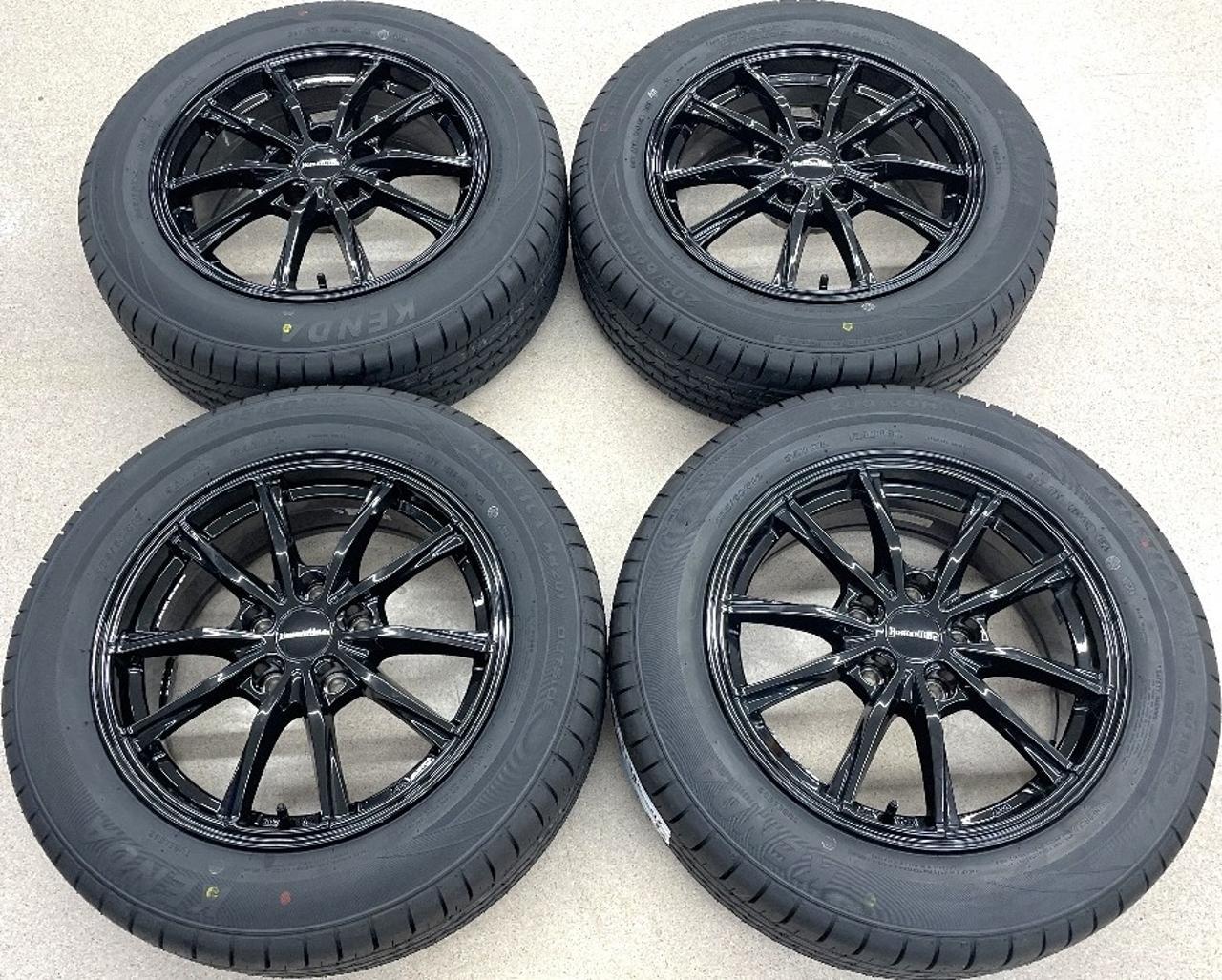 Unused tires + used aluminum wheel set TREASURE ONE Humanline HR-2 + KENDA KR 201 205 / 60R16 95H Made in 2025 4 pieces set