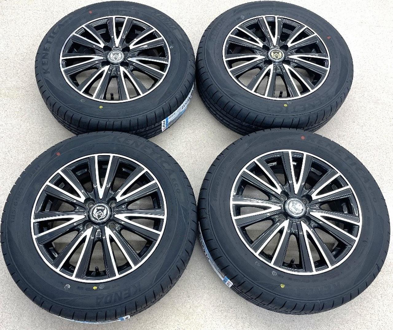 Unused tires + used aluminum wheel set weds RIZLEY JT + KENDA KR 203 185 / 65R15 88H Made in 2026 4 pieces set