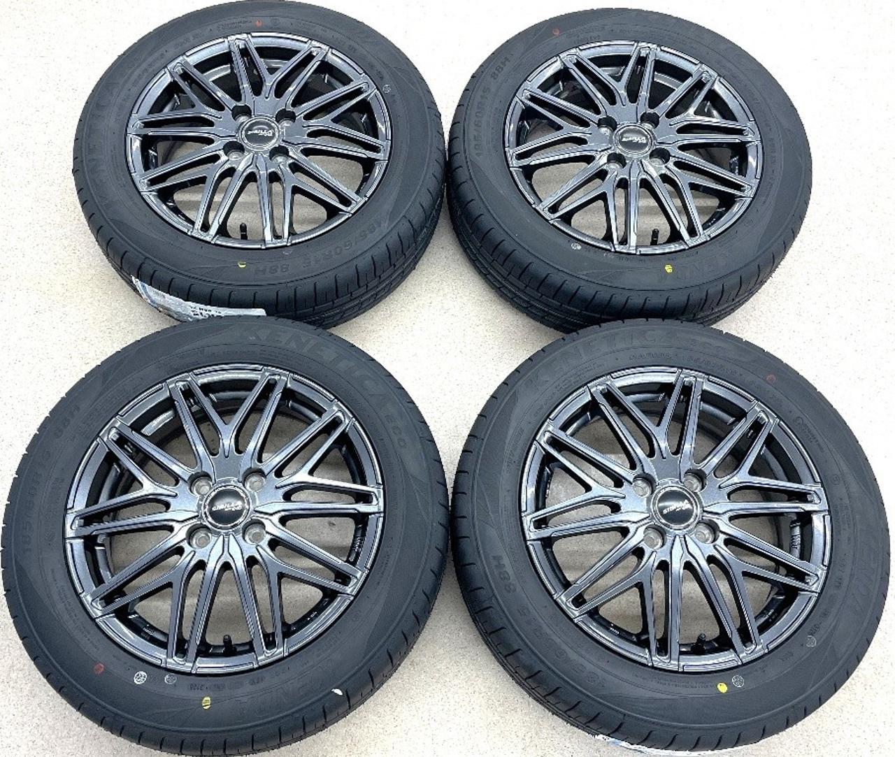 Unused tires + used aluminum wheel set TOPY SIBILLA NEXT W45 + KENDA KR 203 185 / 60R15 88H XL Made in 2026 4 pieces set