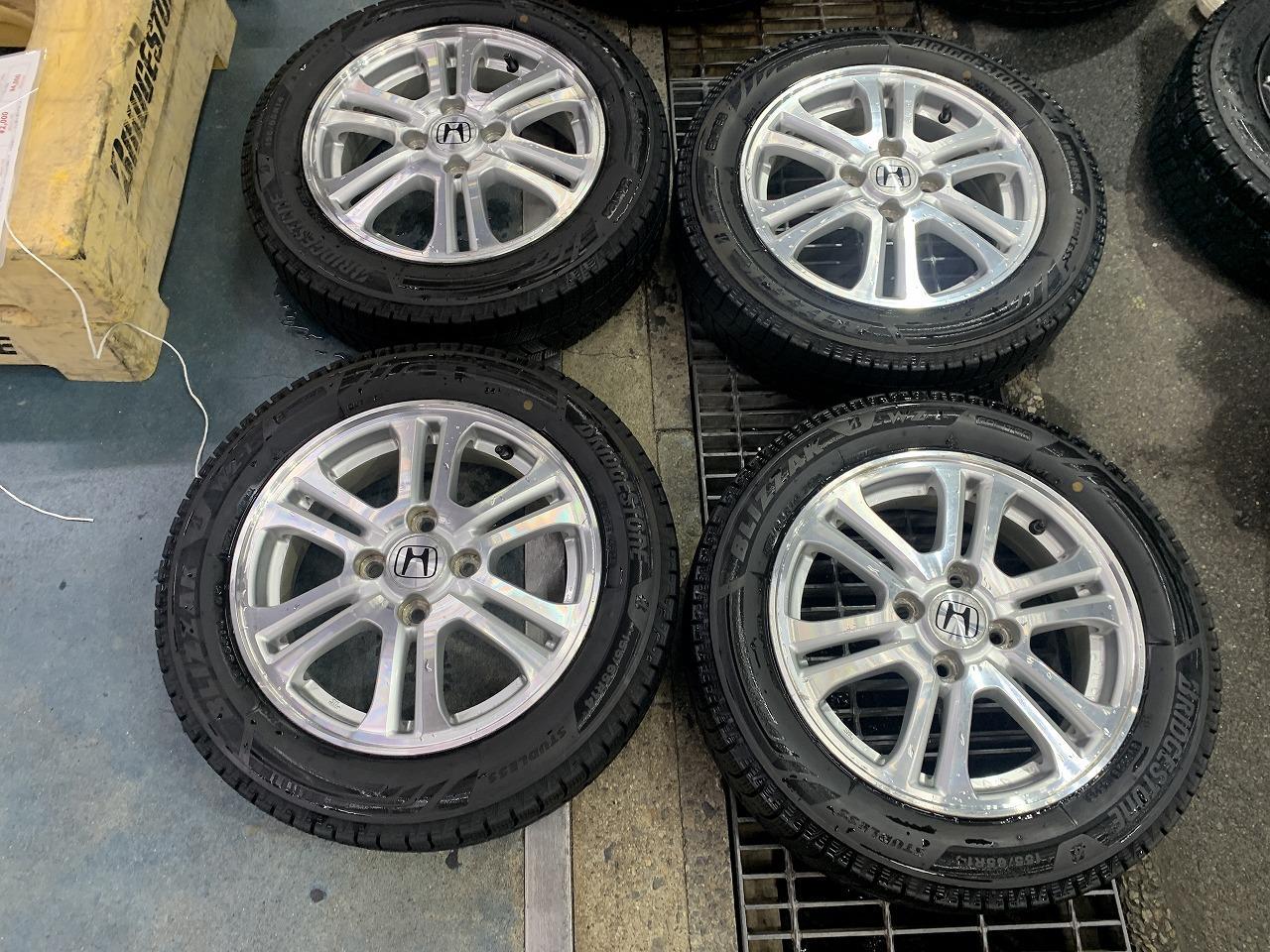 Honda original N-BOX genuine aluminum + BRIDGESTONE BRIDGESTONE WZ-1 Manufactured in 2025 155 / 65R14 4 pieces set