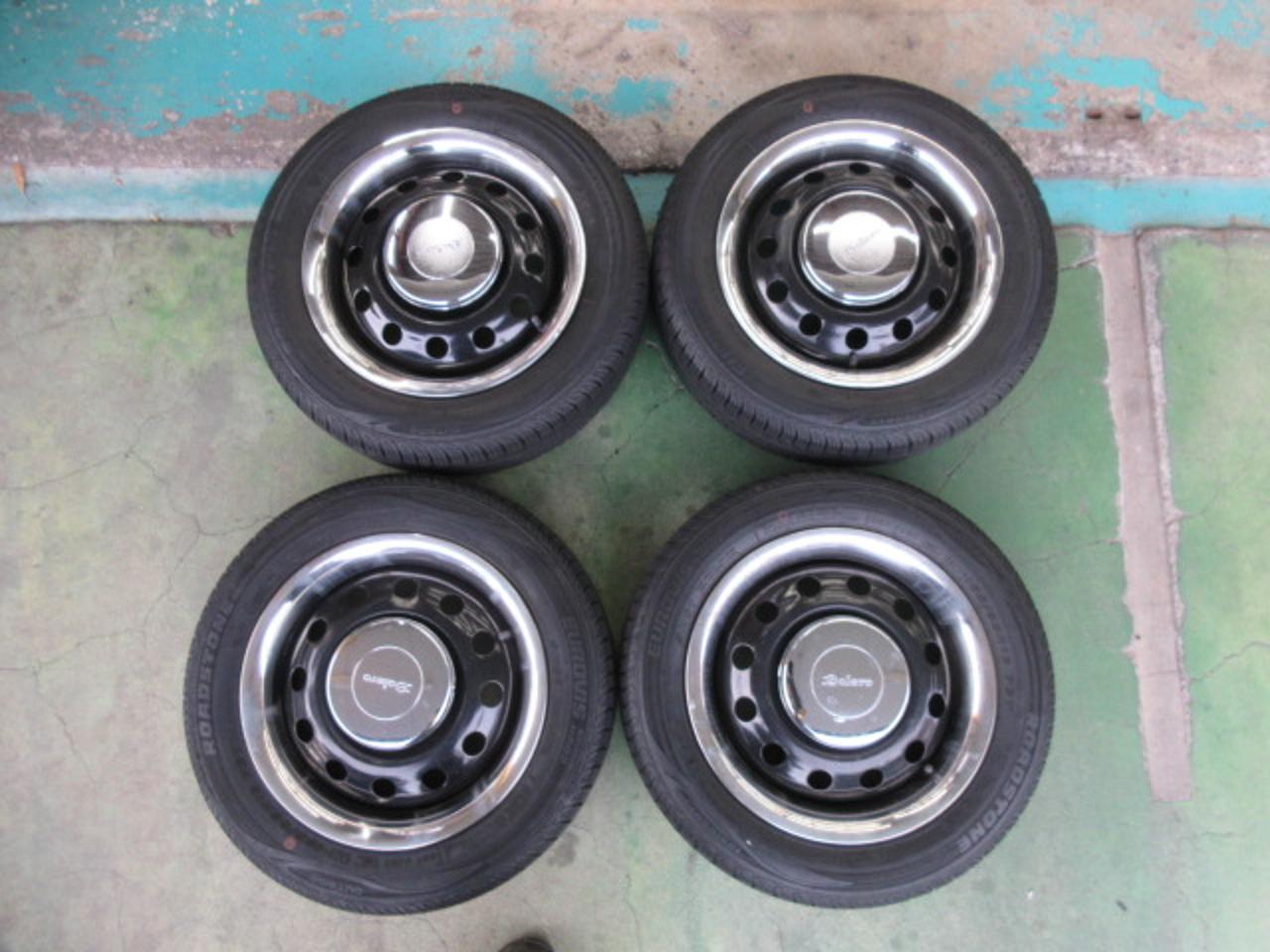 Unknown Manufacturer Steel wheels with plated rings + Roadstone EUROVIS HP02 155 / 65R13 Made in 23 years 4 pieces set