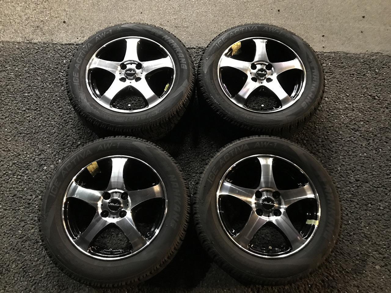 yellow KIRCHEIS Spoke wheels + NANKANG ICE ACTIVA AW-1 195 / 60R15 88Q