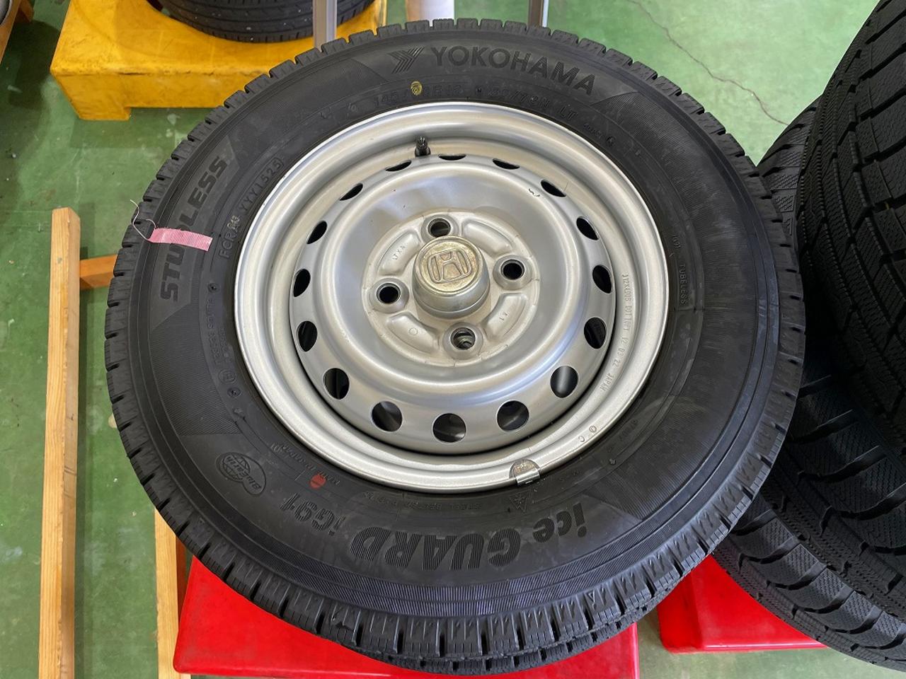 88 Honda genuine Steel wheel + YOKOHAMA iceGUARD iG91 145 / 80R12 80 / 78N LT Made in 2025 4 pieces set