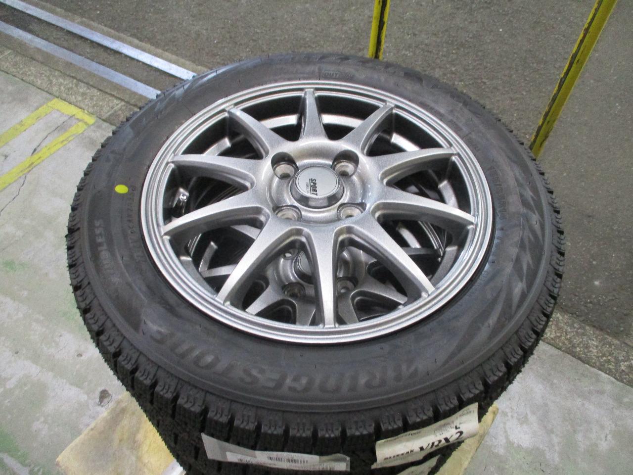 New studless tire set!! SPORT ABELIA spoke wheels + BRIDGESTONE BLIZZAK VRX2 155 / 65R14 75Q