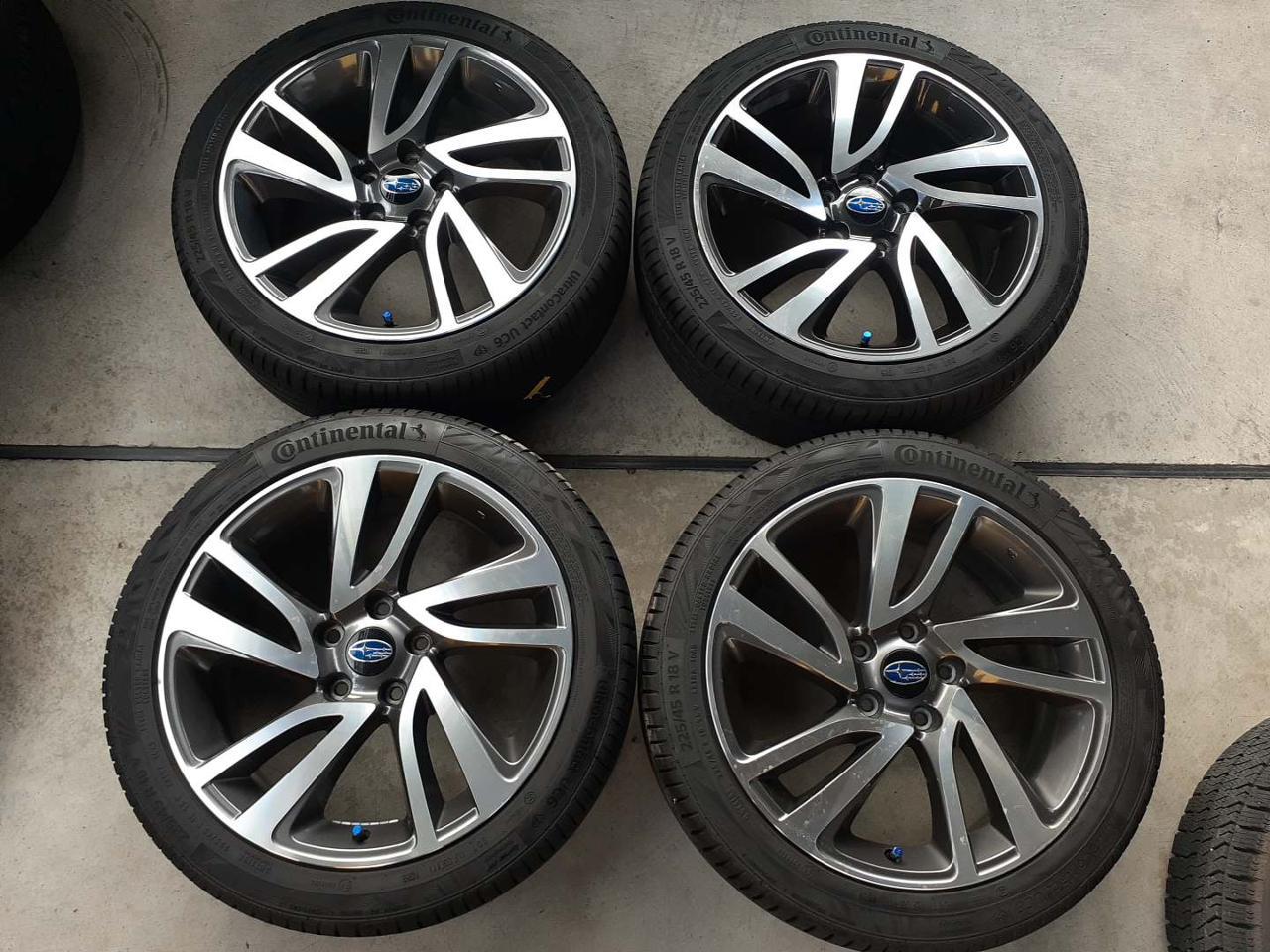 White Subaru VM system Revu~ogu Original wheel 18 inches + Continental UltraContact UC 6 225 / 45R18