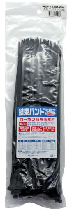 TMC 結束バンド 黒色 100本入 300mm 601-W30