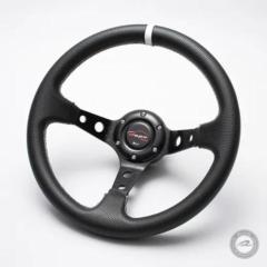 Deporacing ディープコーンステアリングフェイクレザー PVC ホワイトライン 32Φ D32PW