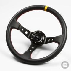 Deporacing ディープコーンステアリング PVCレザー 35Φ/ブラックホーンボタン D35P