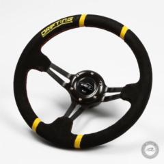 Deporacing DRIFTINGステアリング バックスキン 32Φ/ブラックホーンボタン DD32F