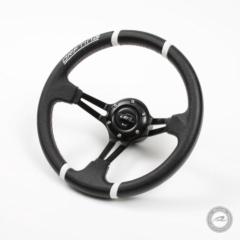 Deporacing DRIFTINGディープコーンステアリング フェイクレザーPVC 32Φ/ブラックホーンボタン DD32PW