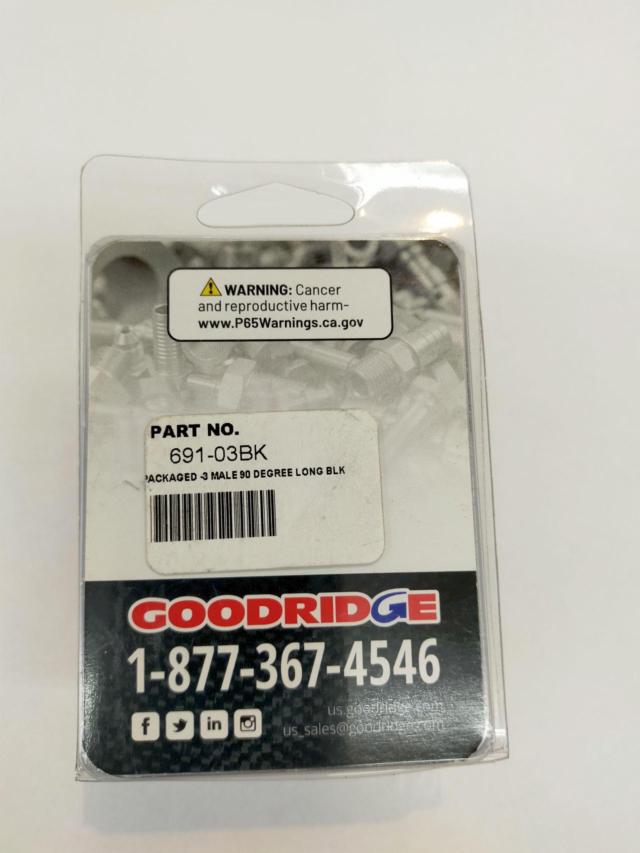 GOODRIDGE(グッドリッジ) チューブフィッティング ブラック90度ショート(690-03BK) 【ネジピッチ1.0mm】