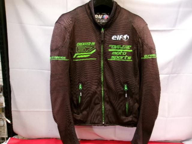 サイズM elf EJ-S116 フレッドメッシュジャケット ブラック/グリーン 