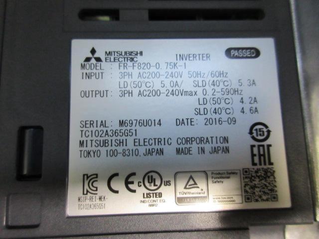 三菱(MITSUBISHI/ミツビシ) インバーター 「FR-F820-0.75K-1」