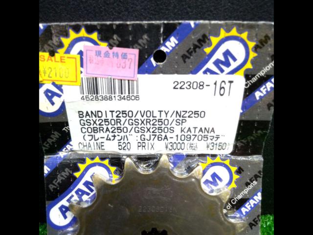 GSX250/GSXR250
etc...AFAM
Front sprocket 16T