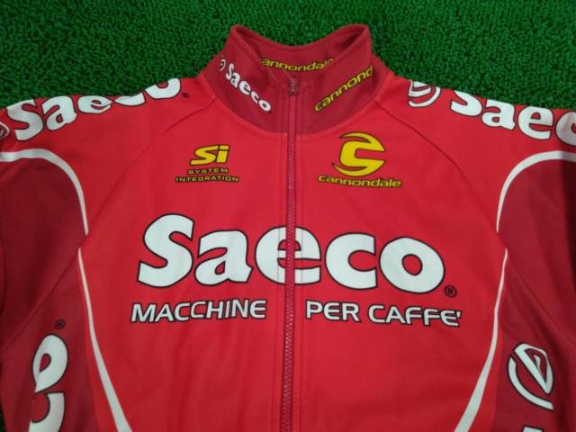 サイズ:M CANNONDALE SAECO 裏起毛サイクルジャージ レッド/ホワイト