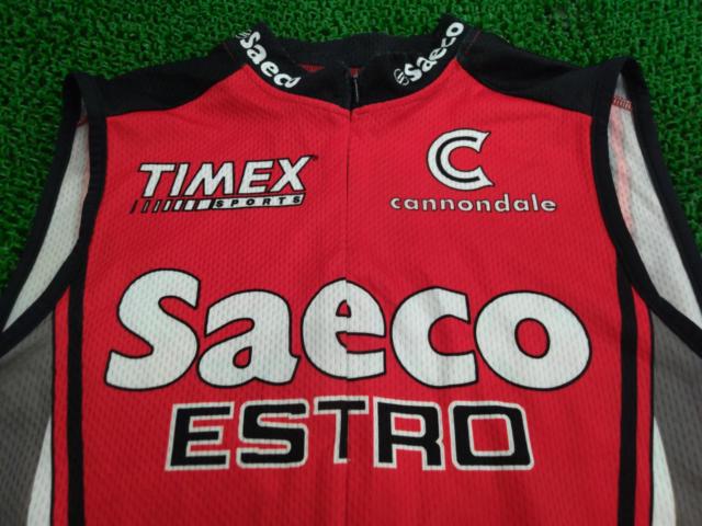 サイズ:M CANNONDALE SAECO 袖なしサイクルジャージ レッド/ホワイト