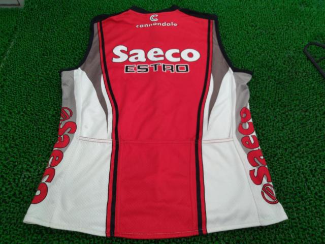 サイズ:M CANNONDALE SAECO 袖なしサイクルジャージ レッド/ホワイト