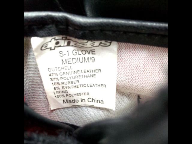 Alpinestars
S-1 glove
Size: M / 9