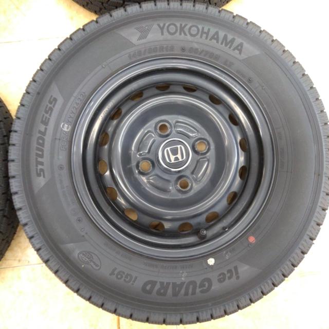 ホンダ N VAN純正スチール+ YOKOHAMA iceGUARD iG91 | やや傷や汚れ 