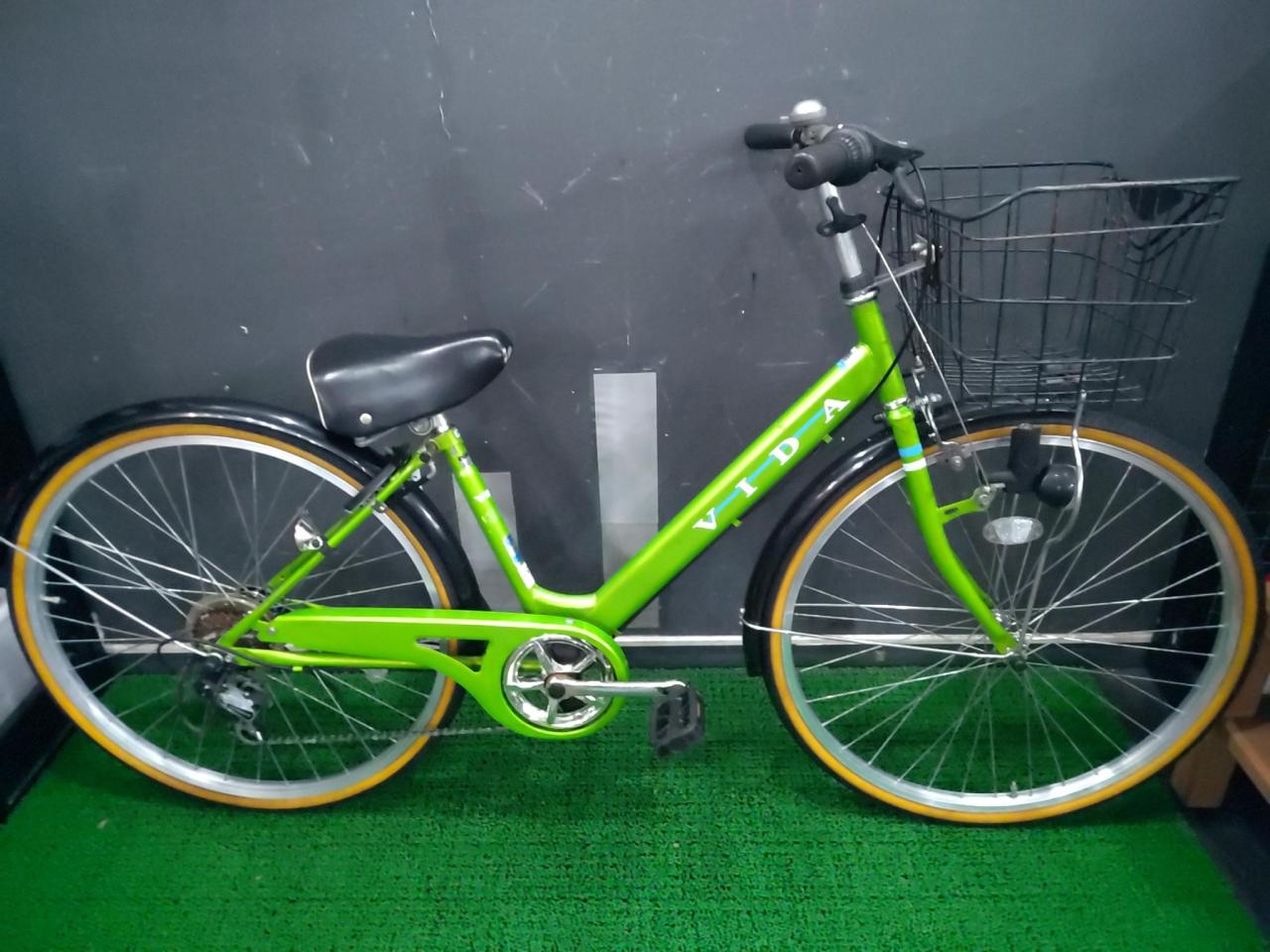 ASAHI CYCLE VIDA 26インチ 外装6段変速 シティサイクル グリーン ※ハンドルまわり錆・グリップベタつき・タイヤヒビ割れ・前後ホイール振れなど