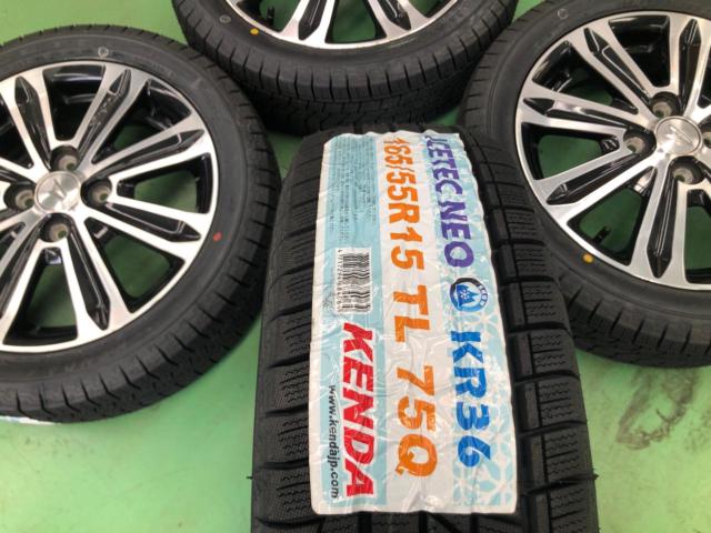 ※2F倉庫保管 ☆バランス調整済みSET☆  ダイハツ純正  タント/LA600S 純正ホイール  + KENDA  ICETEC NEO KR36