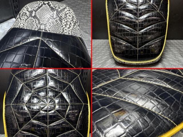 【KAWASAKI】純正張替シート クロコダイル調×蛇柄 パイピング:金 ZRX400 2型で使用していました