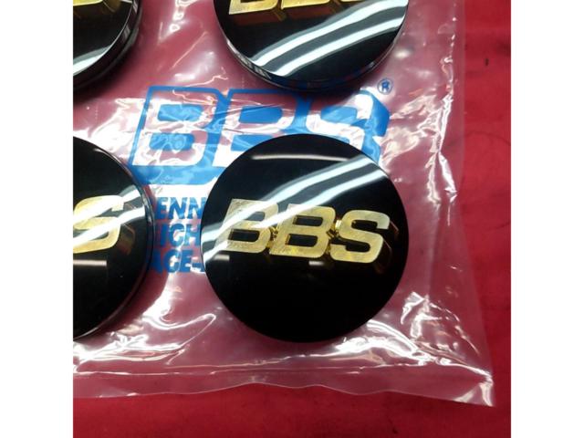 【BBS】センターキャップオーナメント 4枚 黒(ブラック)×金(ゴールド)