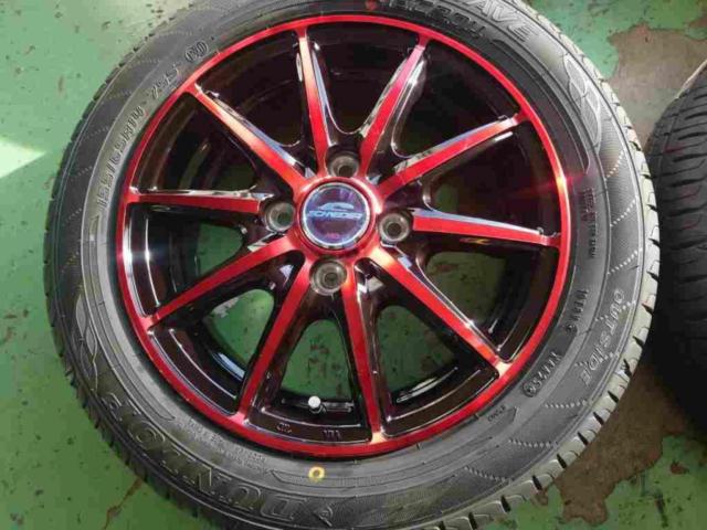 【新品特価!】MARUKA SERVICE  SCHENEDER RK10-K(レッド)  + DUNLOP ENASAVE EC204 155/65R14 4本セット