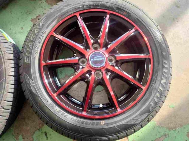 【新品特価!】MARUKA SERVICE  SCHENEDER RK10-K(レッド)  + DUNLOP ENASAVE EC204 155/65R14 4本セット