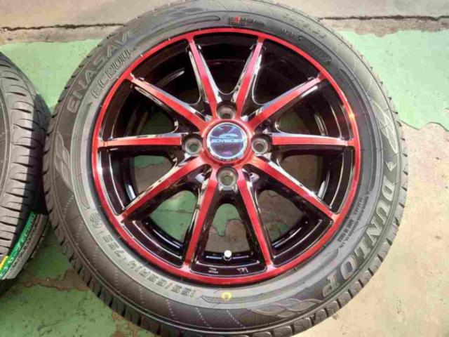 【新品特価!】MARUKA SERVICE  SCHENEDER RK10-K(レッド)  + DUNLOP ENASAVE EC204 155/65R14 4本セット