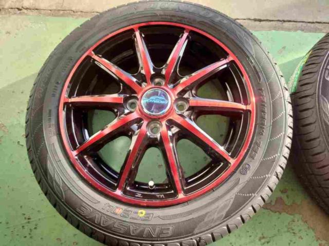 【新品特価!】MARUKA SERVICE  SCHENEDER RK10-K(レッド)  + DUNLOP ENASAVE EC204 155/65R14 4本セット