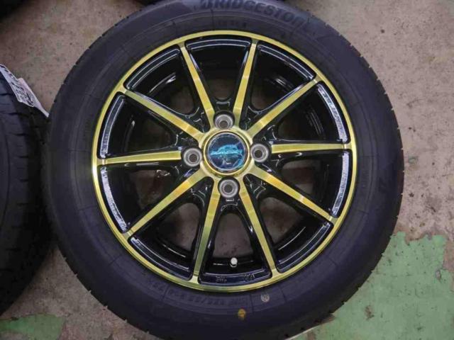 【新品特価!】MARUKA SERVICE SCHNEIDER RX10-K ゴールド  + BRIDGESTONE NEWNO 155/65R14 4本セット