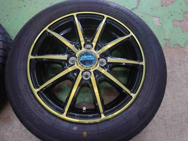 【新品特価!】MARUKA SERVICE SCHNEIDER RX10-K ゴールド  + BRIDGESTONE NEWNO 155/65R14 4本セット