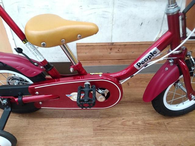 PEOPLE いきなり自転車 12インチ シングルギア 補助ハンドル付きキッズサイクル レッド