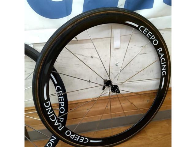 ※前のみタイヤおまけ CEEPO RACING 2009年頃?モデル 40mmハイトカーボンチューブラーホイール 前後セット