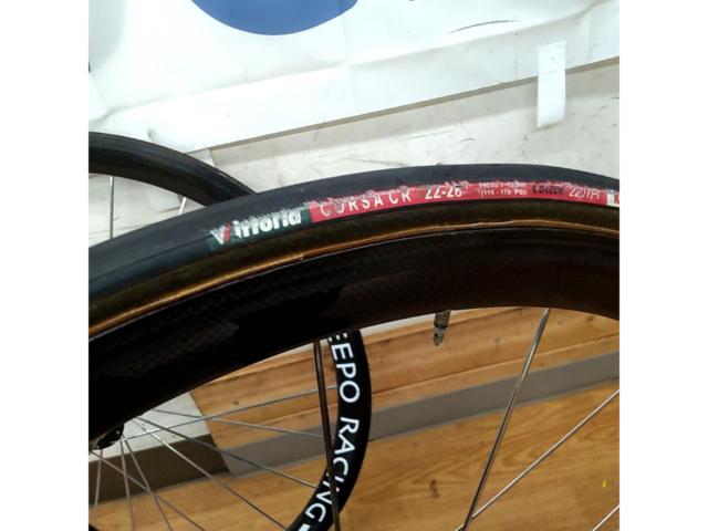 ※前のみタイヤおまけ CEEPO RACING 2009年頃?モデル 40mmハイトカーボンチューブラーホイール 前後セット