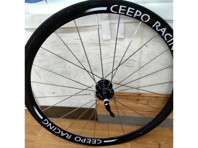 ※前のみタイヤおまけ CEEPO RACING 2009年頃?モデル 40mmハイトカーボンチューブラーホイール 前後セット