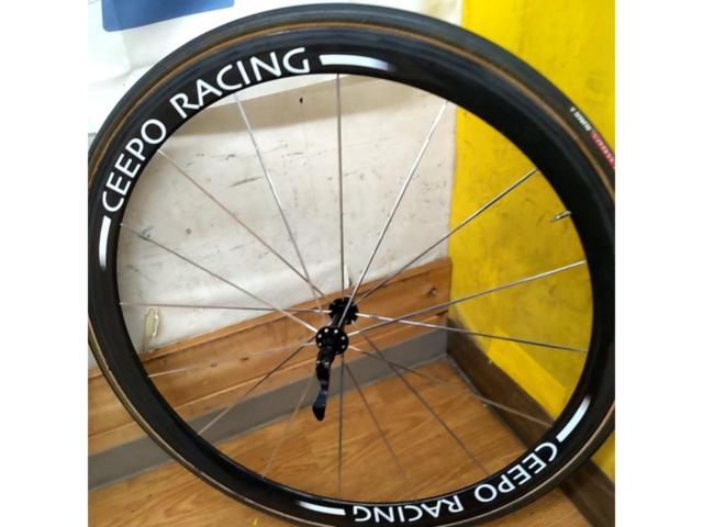 ※前のみタイヤおまけ CEEPO RACING 2009年頃?モデル 40mmハイトカーボンチューブラーホイール 前後セット
