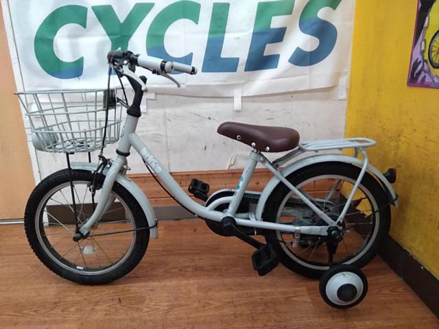 ※補助輪付属 BRIDGESTONE bikke BKM16 16インチ シングルギア キッズサイクル グレー