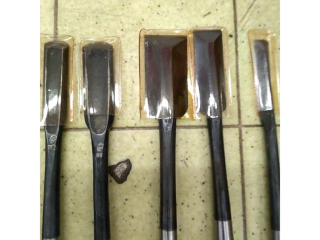 【メーカー不明】黒檀柄? 鑿 ノミ 9本セット