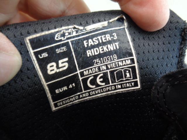 【Alpinestars】FASTER-3 RIDEKNIT ライディングシューズ ブラック  US/8.5 EUR/41