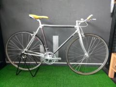 ※修理箇所多数のためワケアリ オーダー品? クロモリフラットバーロードバイク 2×7s 700C DURA-ACE7400組  シルバー