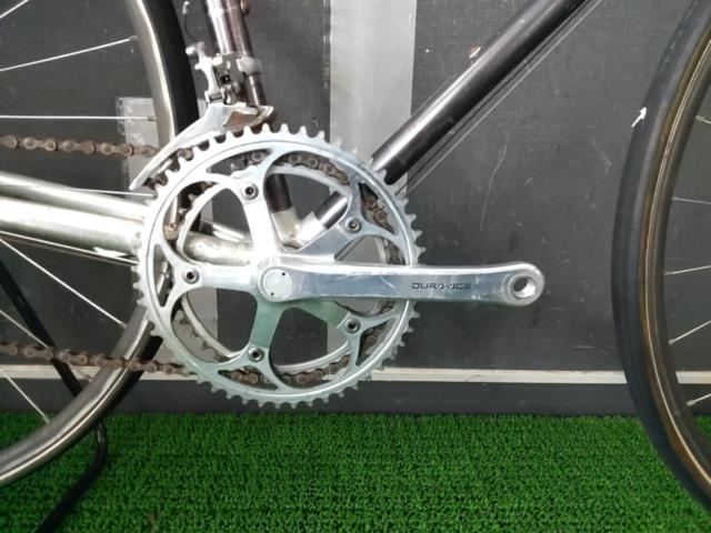 ※修理箇所多数のためワケアリ オーダー品? クロモリフラットバーロードバイク 2×7s 700C DURA-ACE7400組  シルバー