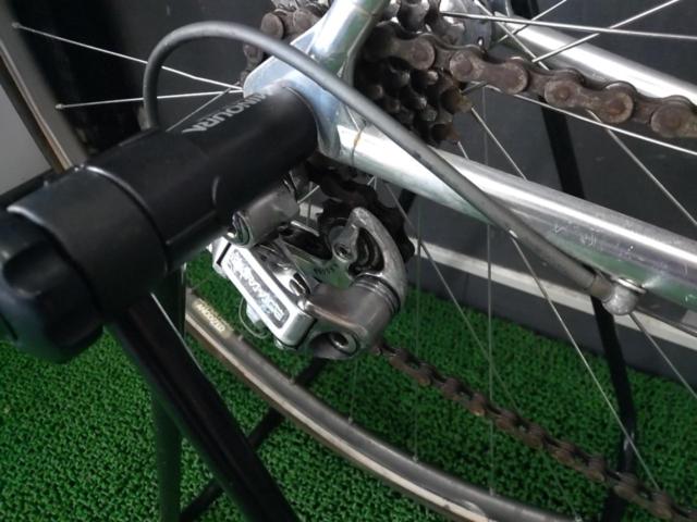 ※修理箇所多数のためワケアリ オーダー品? クロモリフラットバーロードバイク 2×7s 700C DURA-ACE7400組  シルバー